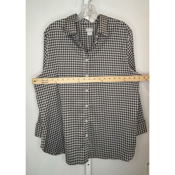 Chico’s No-Iron Coolmax All-Seasons Stretch Shirt Women’s 3 (16) Black White - Picture 6 of 11